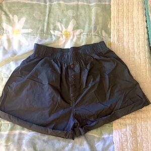 Free People Women's Gray Boxer Button-Up Shorts